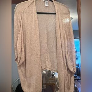 Catherine’s cardigan, high/low, tan 4x 30/32w